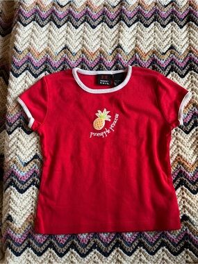Vintage Pineapple Princess Red Ringer Tee by Emergency Exit